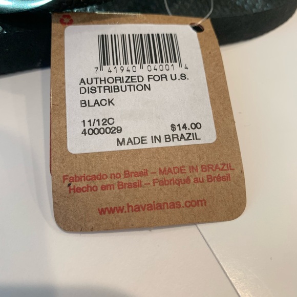 NWT Havianas Flip Flops Black Size 11 - 12 - Picture 6 of 7